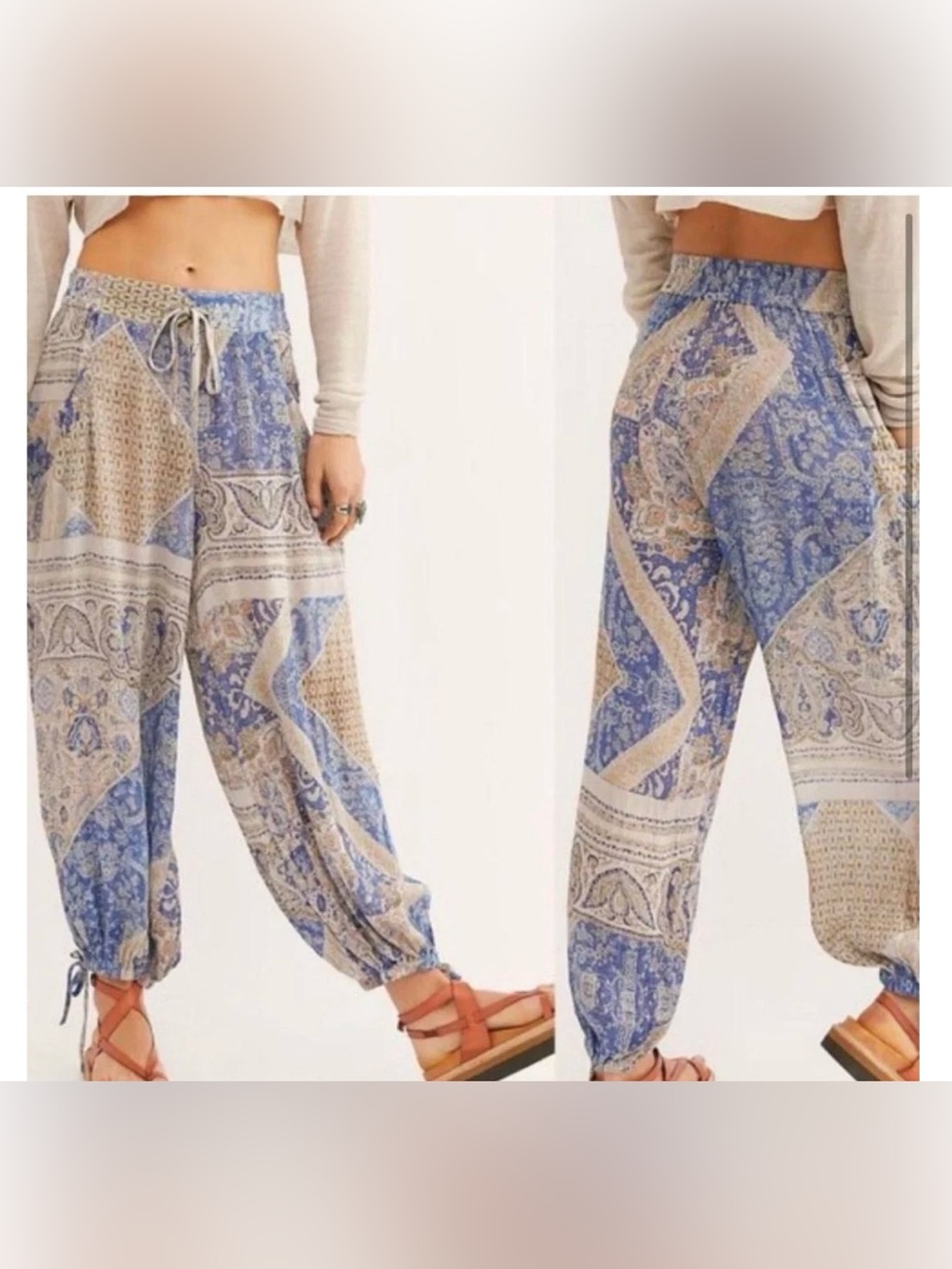 Free people size XS seven stars harem pants paisley print boho patchwork